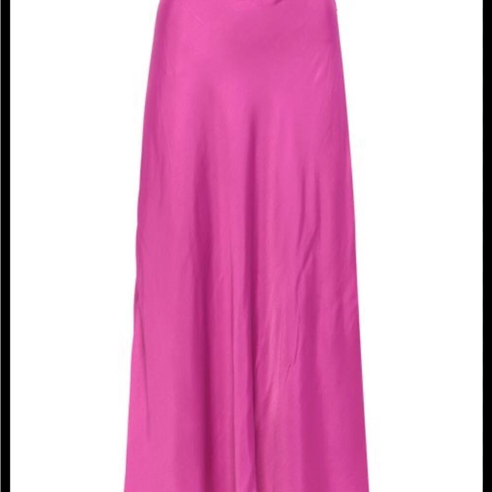 FARM Rio Fuschia satin Midi length 
strap-detail satin-finish midi skirt - Picture 12 of 14